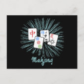 Mahjong Tiles Blue Starburst Custom   Postkarte (Vorderseite)