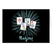 Mahjong Tiles Blue Sternexplosion Custom Greeting (Vorderseite (Horizontal))