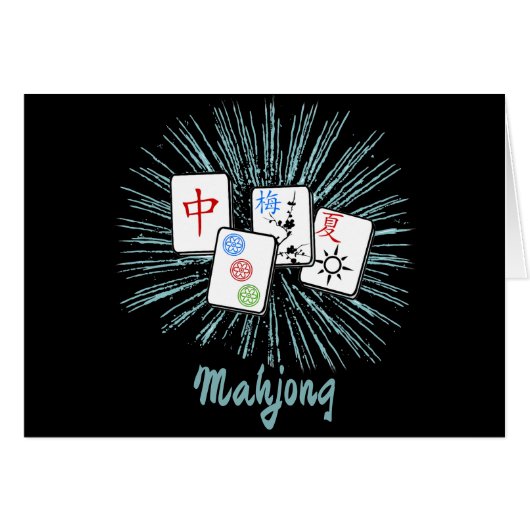 Mahjong Tiles Blue Sternexplosion Custom Greeting (Vorderseite (Horizontal))
