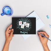 Mahjong Tiles Blue Sternexplosion Custom Greeting