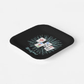 Mahjong Tiles Blue Sternexplosion Custom Pappteller (Gewinkelt)