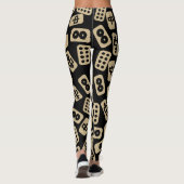 Mahjong Tiles Brown auf Black Leggings (Rückseite)