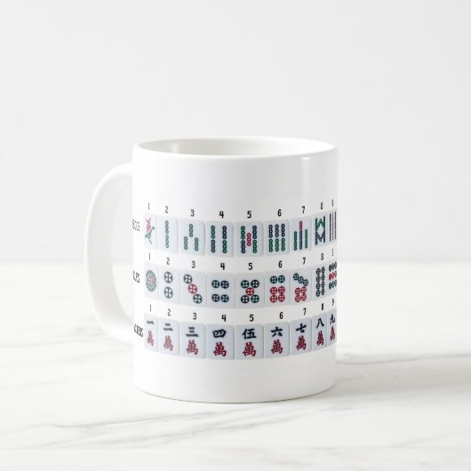 Mahjong Tiles Cheatsheet Kaffeetasse (Vorderseite Links)