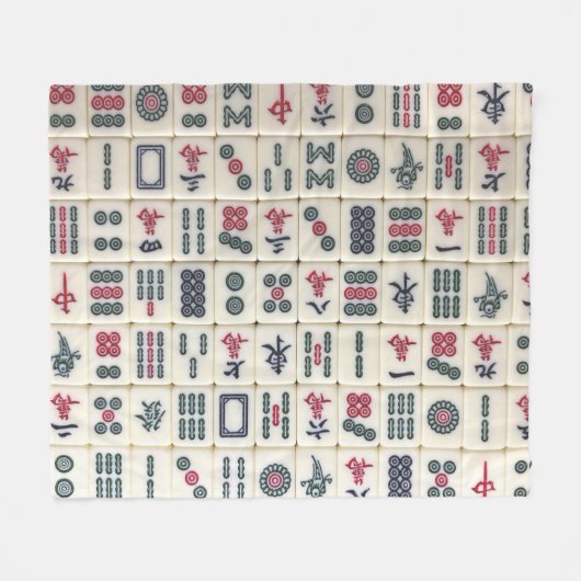 Mahjong Tiles Fleecedecke (Vorderseite (Horizontal))