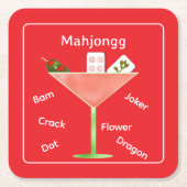Mahjong Tiles in einem Martini-Untersetzer Rechteckiger Pappuntersetzer (Vorderseite)