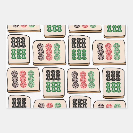 Mahjong Tiles Luck Strategy Player Fans Geschenkpapier Set (Vorderseite 3)