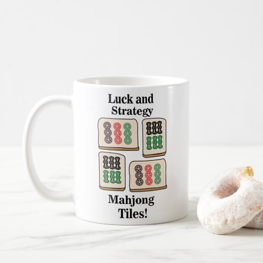 Mahjong Tiles Luck Strategy Player Fans Kaffeetasse (Mit Donut)