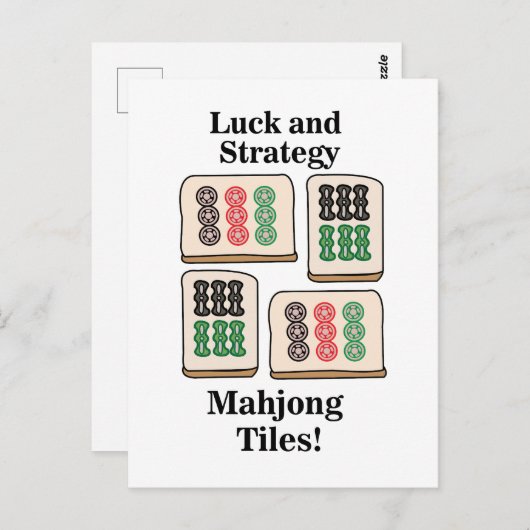 Mahjong Tiles Luck Strategy Player Fans Postkarte (Vorne/Hinten)