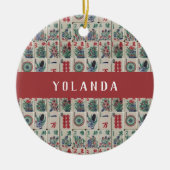 Mahjong Tiles Muster Personalisierte Keramik Orame Keramik Ornament (Vorne)