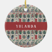 Mahjong Tiles Muster Personalisierte Keramik Orame Ornament (Hinten)