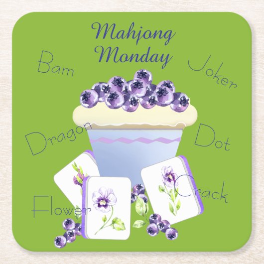 Mahjong Tiles Paper Coaster Rechteckiger Pappuntersetzer (Vorderseite)