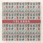 Mahjong Tiles Pattern Personalisiert Glasuntersetzer (Vorderseite)