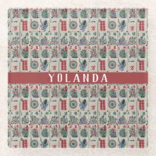 Mahjong Tiles Pattern Personalisiert Glasuntersetzer