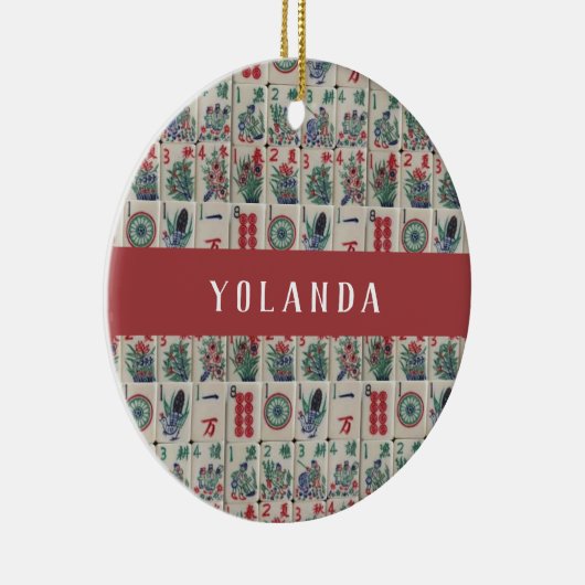 Mahjong Tiles Pattern Personalisiert Keramik Ornament (Rechts)