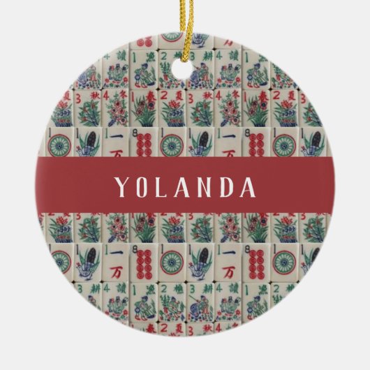 Mahjong Tiles Pattern Personalisiert Keramik Ornament (Vorne)