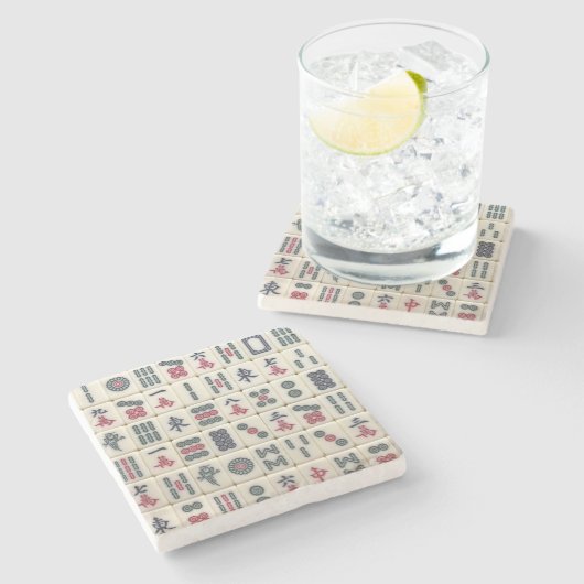 Mahjong Tiles Steinuntersetzer (Seitenansicht)