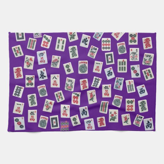 MahJong tiles (symbols) on purple Geschirrtuch (Horizontal)