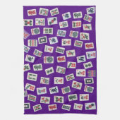 MahJong tiles (symbols) on purple Geschirrtuch (Vertikal)