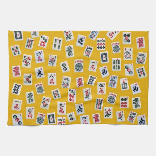 MahJong tiles (symbols) on yellow Geschirrtuch (Horizontal)