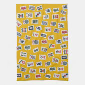 MahJong tiles (symbols) on yellow Geschirrtuch (Vertikal)