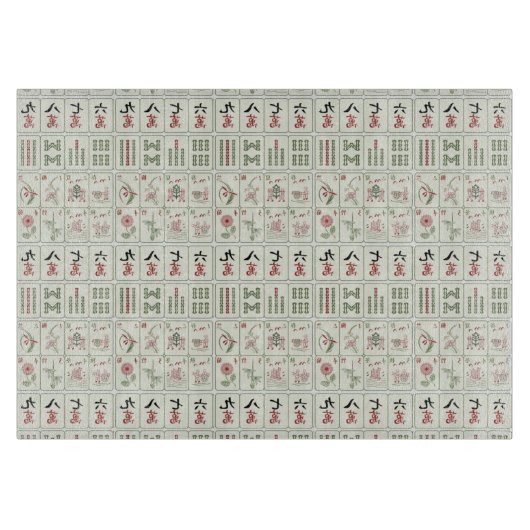 Mahjong Tiles Tempered Glas Schneidebrett (Vorderseite)