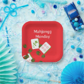 Mahjong Tiles und Olive Paper Plate Pappteller (Party)