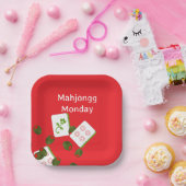 Mahjong Tiles und Olive Paper Plate Pappteller (Party)