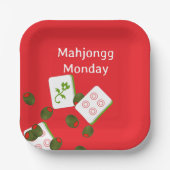 Mahjong Tiles und Olive Paper Plate Pappteller (Vorderseite)