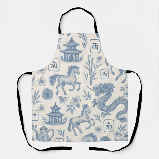 Mahjong Toile - Jahr des Pferdes Schürze (Vorderseite)