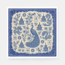 Mahjong Toile Napkins or Guest Towels Serviette