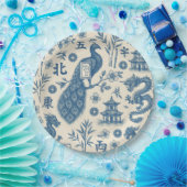 Mahjong Toile Paper Plates Pappteller (Party)