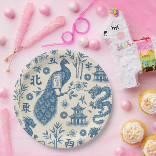 Mahjong Toile Paper Plates Pappteller (Party)