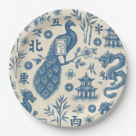 Mahjong Toile Paper Plates Pappteller