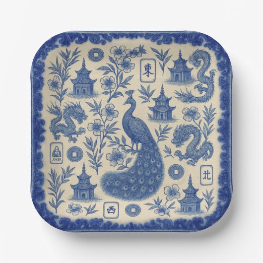 Mahjong Toile Papierplatten Pappteller (Vorderseite)