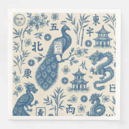 Mahjong Toile Party Napkins Serviette