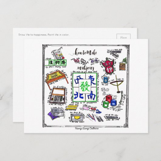 Mahjong Tool Postkarte (Vorne/Hinten)