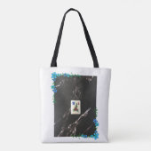 Mahjong Tote Bag mit blauem Blumenakzent Tasche (Rückseite)