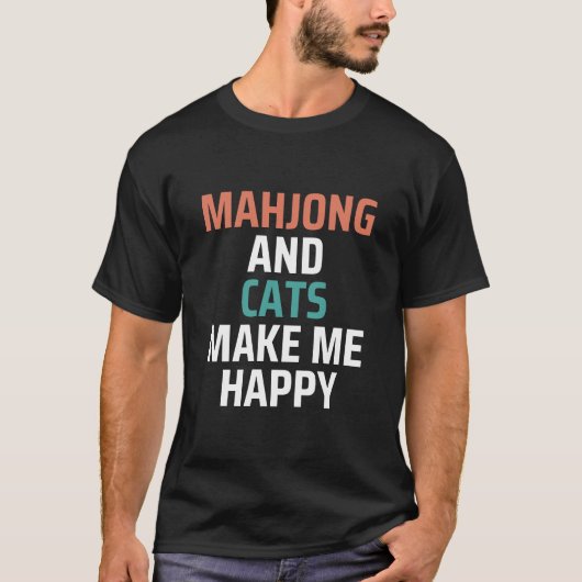 Mahjong und Katzen machen mich glücklich T-Shirt (Vorderseite)