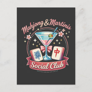 Mahjong und Martinis Sozialclub Ankündigungspostkarte