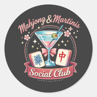 Mahjong und Martinis Sozialclub Runder Aufkleber
