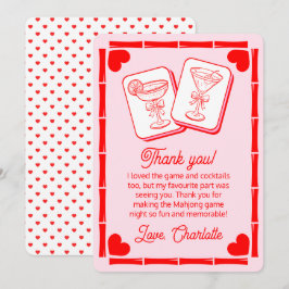 Mahjong Valentine's Cocktail Thank You Card Einladung
