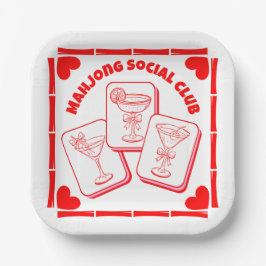 Mahjong Valentine's Party Cocktail Pappteller