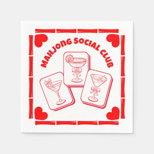 Mahjong Valentine's Party Cocktail Serviette (Vorderseite)