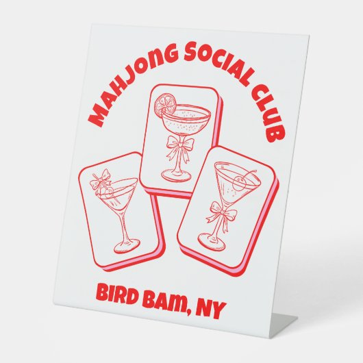 Mahjong Valentine's Party Cocktail Sockelschild (Vorderseite)