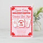 Mahjong Valentine's Party Cupid Invitation Einladung (Stehend Vorderseite)