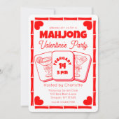 Mahjong Valentine's Party Invitation Einladung (Vorderseite)