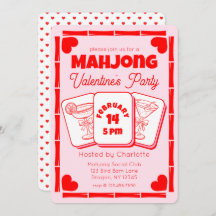 Mahjong Valentine's Pink Party Invitation