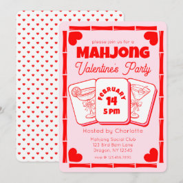 Mahjong Valentine's Pink Party Invitation Einladung