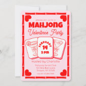 Mahjong Valentine's Pink Party Invitation Einladung (Vorderseite)