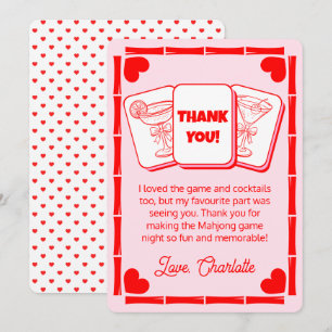 Mahjong Valentinstag Rosa Dankeschön-Karte Einladung